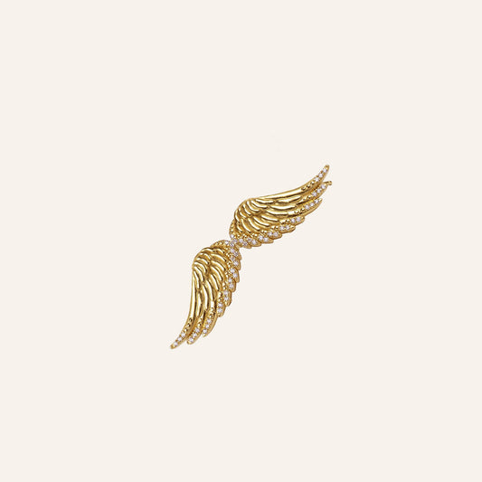 Joia elegante com duas Wings cravejadas em zircónias transparentes